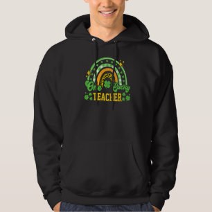 One Lucky Teacher Leopard Print Rainbow Hoodie