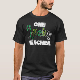 One Lucky Teacher Plaid Leopard St Patricks Day Wo T-Shirt