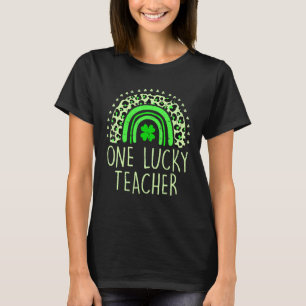 One Lucky Teacher Rainbow Leopard St Patrick's Day T-Shirt