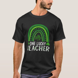One Lucky Teacher Rainbow Shamrock St Patricks Day T-Shirt
