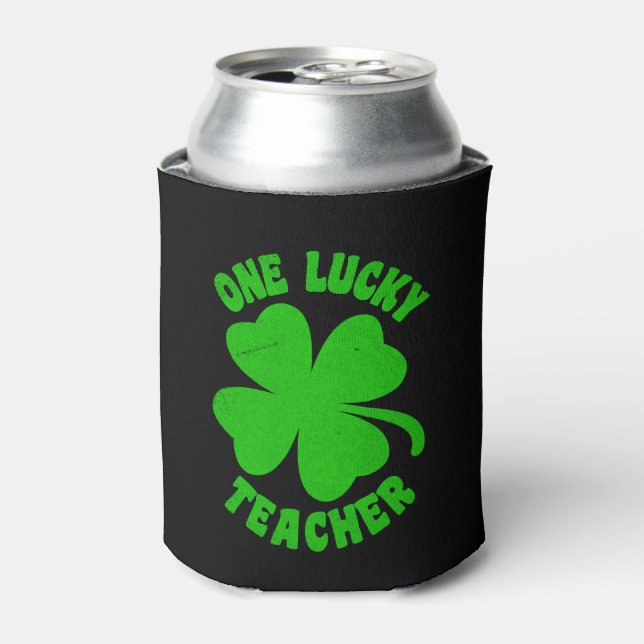 One Lucky Teacher St Patrick s Day Can Cooler (Can Front)