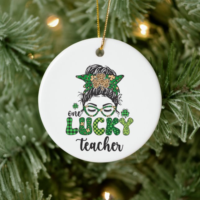 One Lucky Teacher - St. Patrick's Day  Ceramic Tree Decoration (Tree)