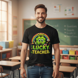 One Lucky Teacher St. Patrick's Day Clover Rainbow T-Shirt