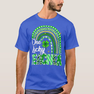 One Lucky Teacher St Patrick's Day Rainbow Leopard T-Shirt