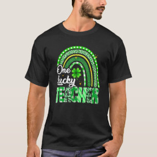 One Lucky Teacher St Patrick's Day Rainbow Leopard T-Shirt