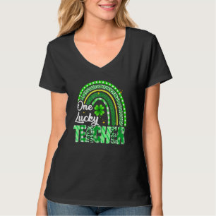 One Lucky Teacher St Patrick's Day Rainbow Leopard T-Shirt