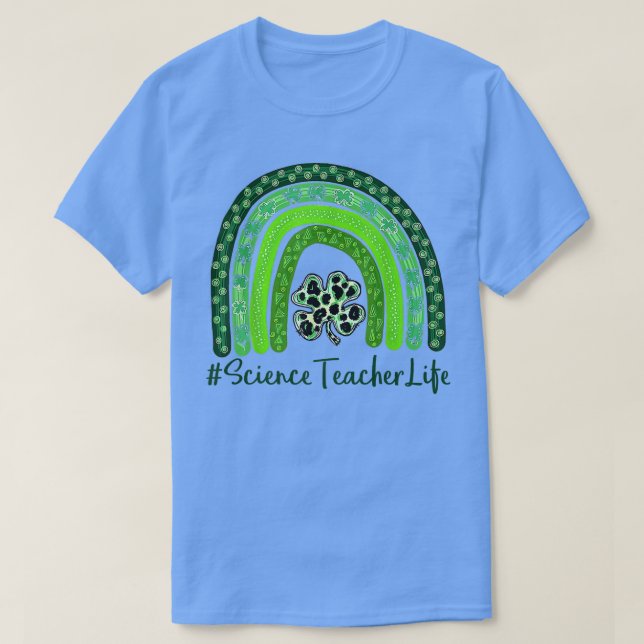 One Lucky Teacher St Patrick's Day Science Teacher T-Shirt (Design Front)