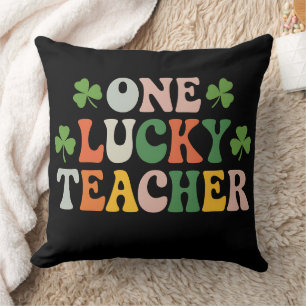 One Lucky Teacher Teaching Retro St Patrick's Day Cushion