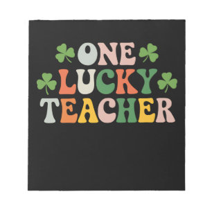 One Lucky Teacher Teaching Retro St Patrick's Day Notepad