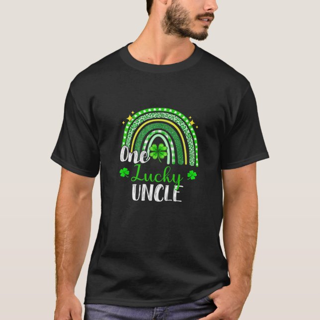 One Lucky Uncle Leopard Print Rainbow St Patrick’S T-Shirt (Front)