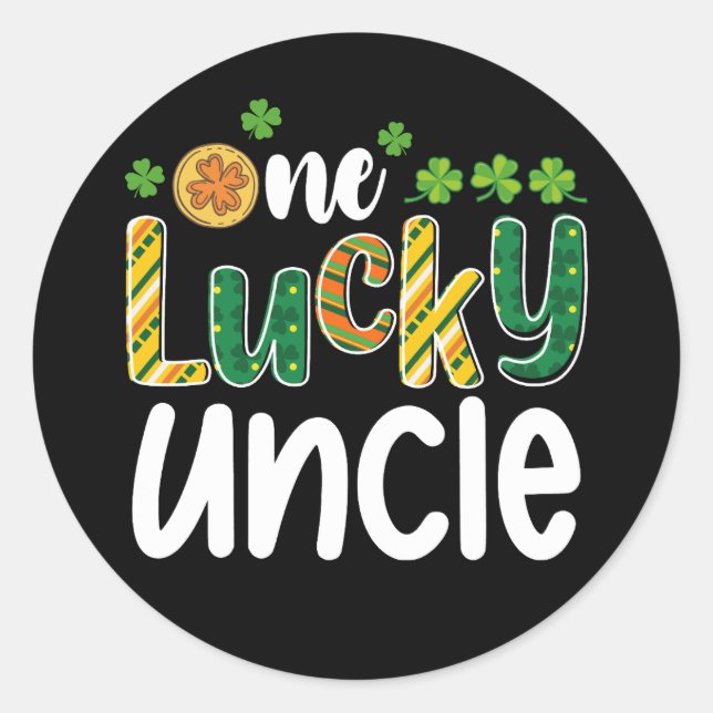 One Lucky Uncle Matching Family St Patrick's Day Classic Round Sticker (Front)