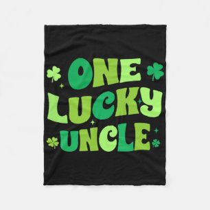 One Lucky Uncle St Patrick's Day Green Shamrock Ir Fleece Blanket