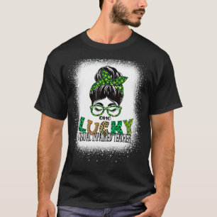 One Lucky Visual Impaired Teacher Bleached St Patr T-Shirt