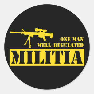 One Man Well Regulated Militia Classic Round Sticker
