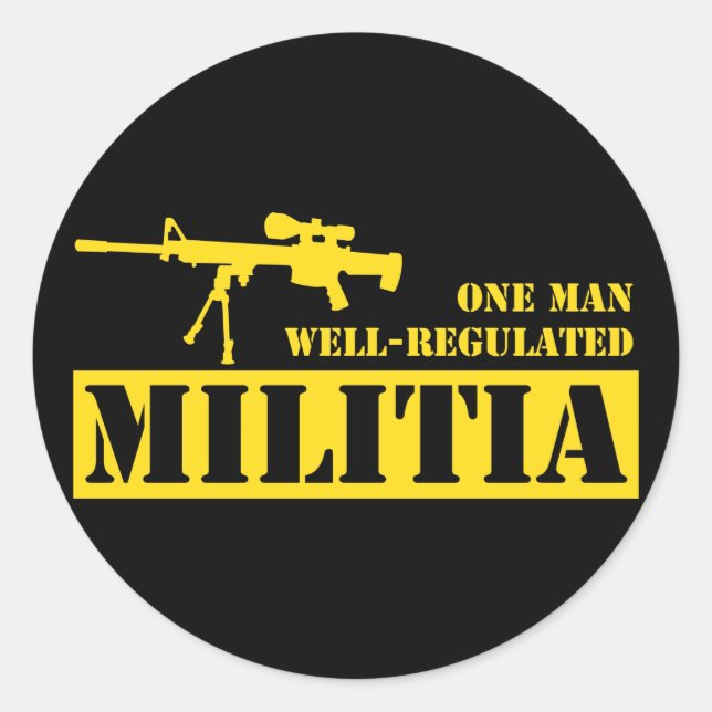 One Man Well Regulated Militia Classic Round Sticker (Front)