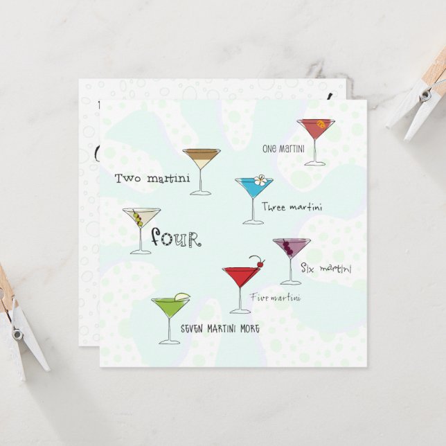 One Martini, Two Martini Party Invitation Template (Front/Back In Situ)