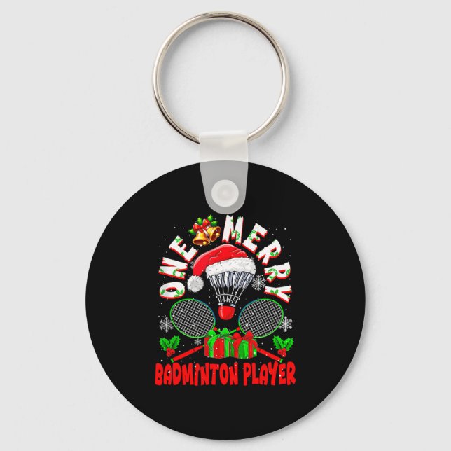 One Merry Badminton Player Christmas Team Matching Key Ring (Front)