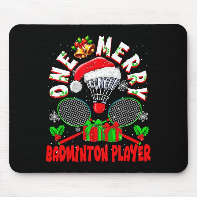 One Merry Badminton Player Christmas Team Matching Mouse Pad (Front)