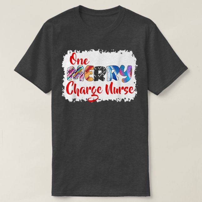 One Merry Charge Nurse Christmas PJ Xmas Matching  T-Shirt (Design Front)