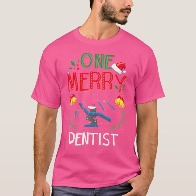 One Merry Dentist Dental Doctor Ugly Christmas T-Shirt (Front)