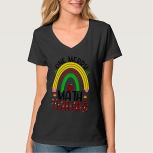 One Merry Math Teacher Christmas Teacher Rainbow X T-Shirt