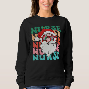 One Merry Nurse Santa Claus Groovy Retro Christmas Sweatshirt
