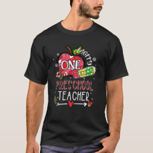 One Merry Preschool Teacher Christmas Santa Lights T-Shirt
