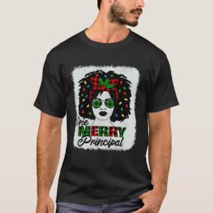 One Merry Principal Afro African American Christma T-Shirt