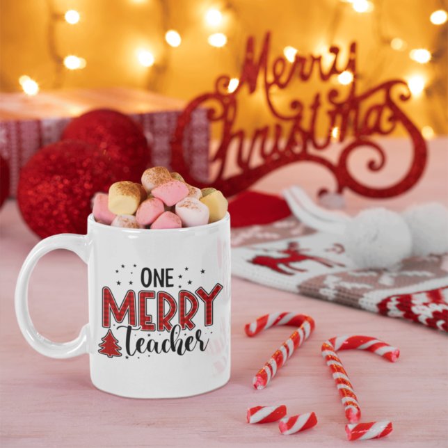 One Merry Teacher Personalised Christmas Coffee Mug (Creator Uploaded)