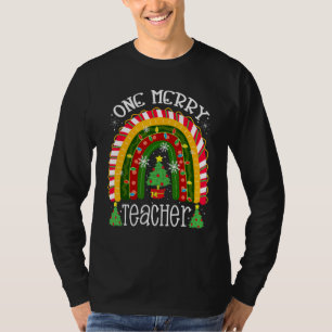 One Merry Teacher Teacher Rainbow Christmas Tree T-Shirt