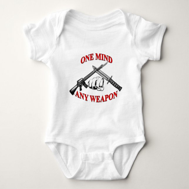One Mind Any Weapon MCMAP Baby Bodysuit (Front)