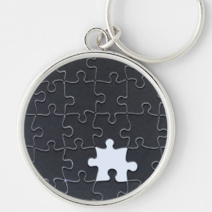 One Missing Puzzle Piece black and white Key Ring