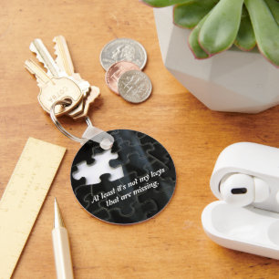 One Missing Puzzle Piece Black White Photo Custom Key Ring