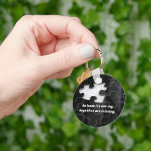 One Missing Puzzle Piece Black White Photo Custom Key Ring