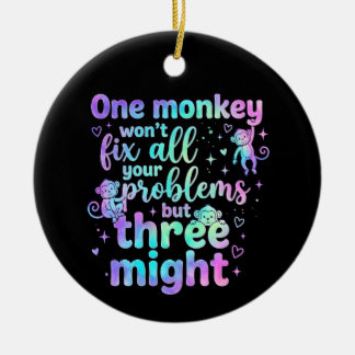 One monkey won't fix all your problems but three  ceramic tree decoration
