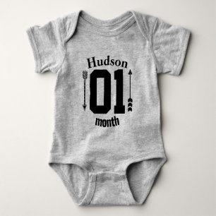 One Month Arrows Baby Boy Personalised Bodysuit
