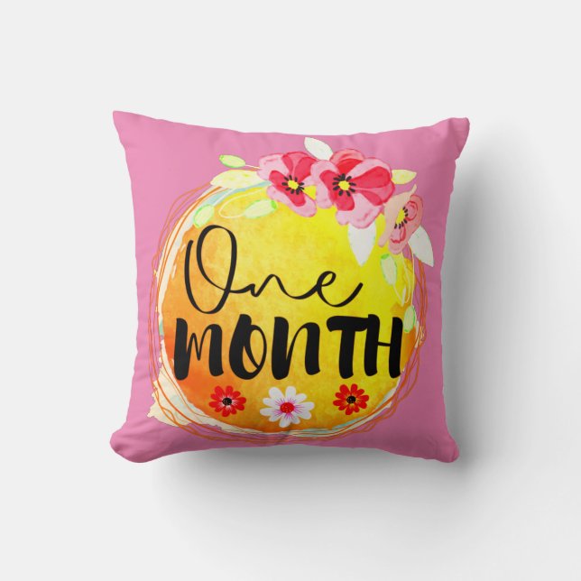 One-Month-Old Baby Milestone Label Cushion (Front)