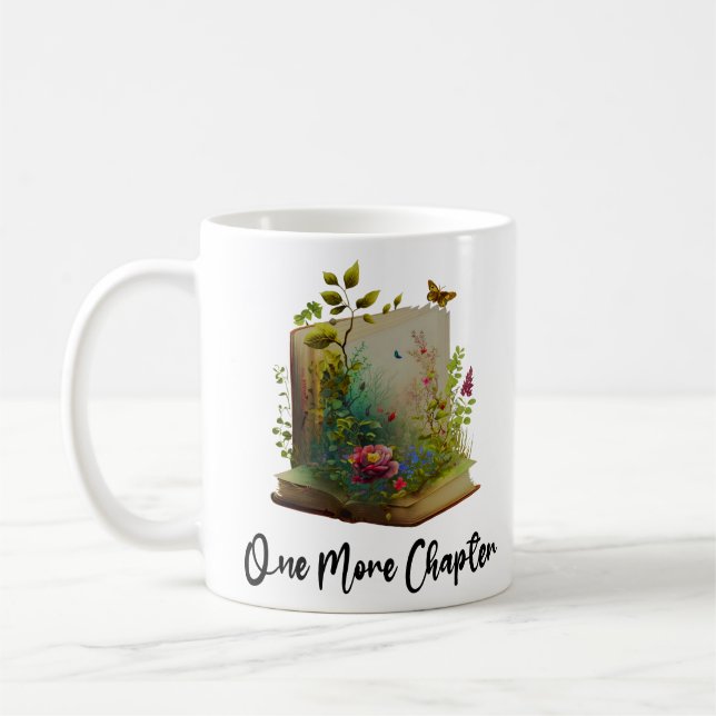 One More Chapter, Book Flowers Graphic  Coffee Mug (Left)