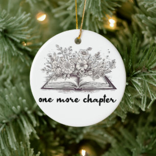 One More Chapter Book With Flowers  Ceramic Tree Decoration