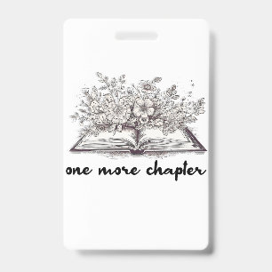 One More Chapter Book With Flowers ID Badge