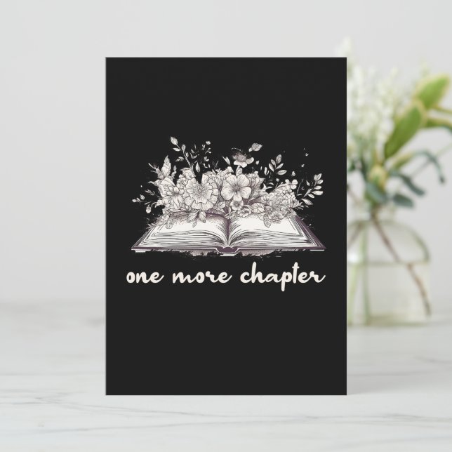 One More Chapter Book With Flowers  Invitation (Standing Front)