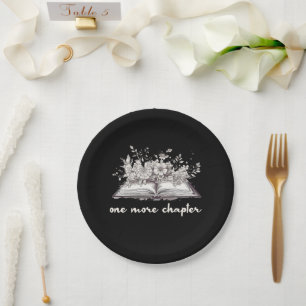 One More Chapter Book With Flowers  Paper Plate