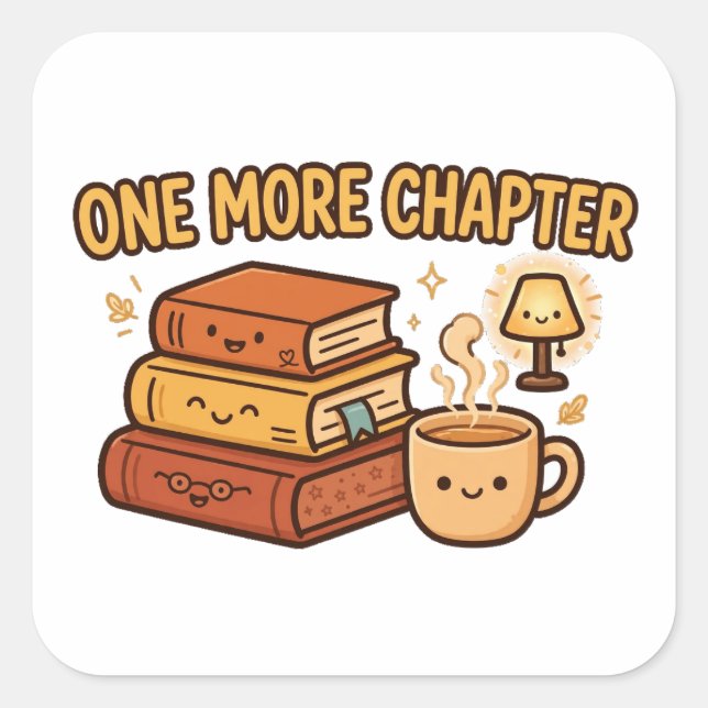 One More Chapter Cute Books Reading Sticker (Front)