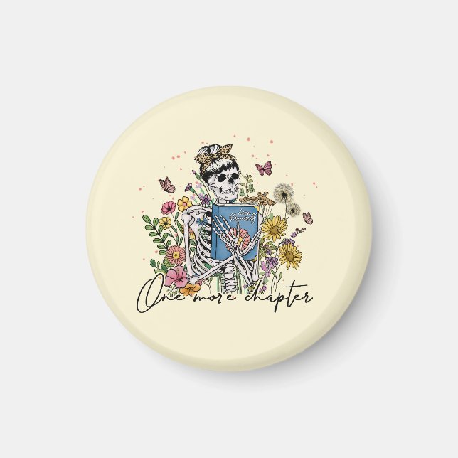 One More Chapter Floral Skeleton Magnet (Front)