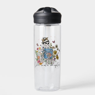 One More Chapter Floral Skeleton Water Bottle