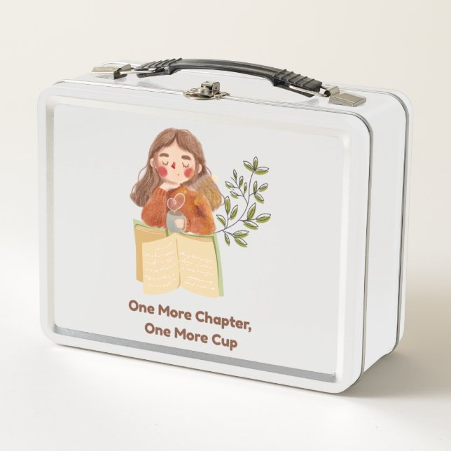 One More Chapter, One More Cup | book , Metal Lunch Box (Front)