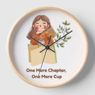 One More Chapter, One More Cup Cosy Book Lover Clock