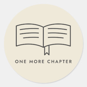 One More Chapter Reading Line Drawing Classic Round Sticker