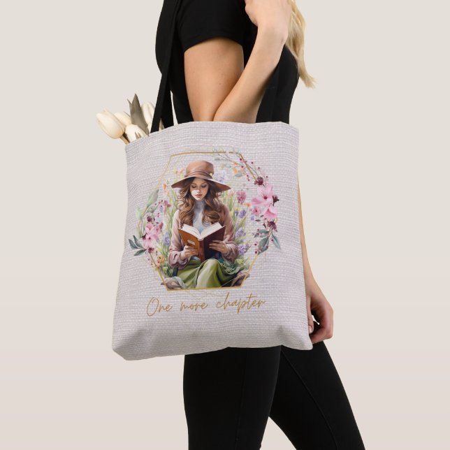 One More Chapter Textured Background Tote Bag (Close Up)
