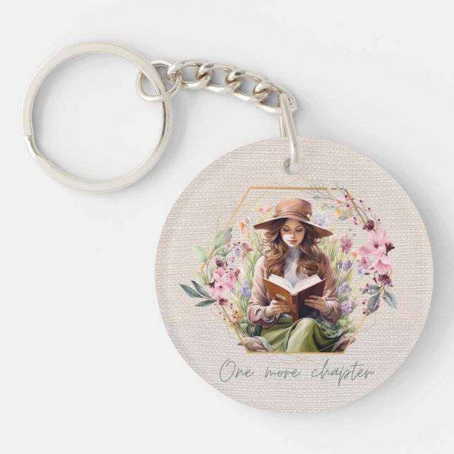 One More Chapter With Name Textured Background  Key Ring (Front)